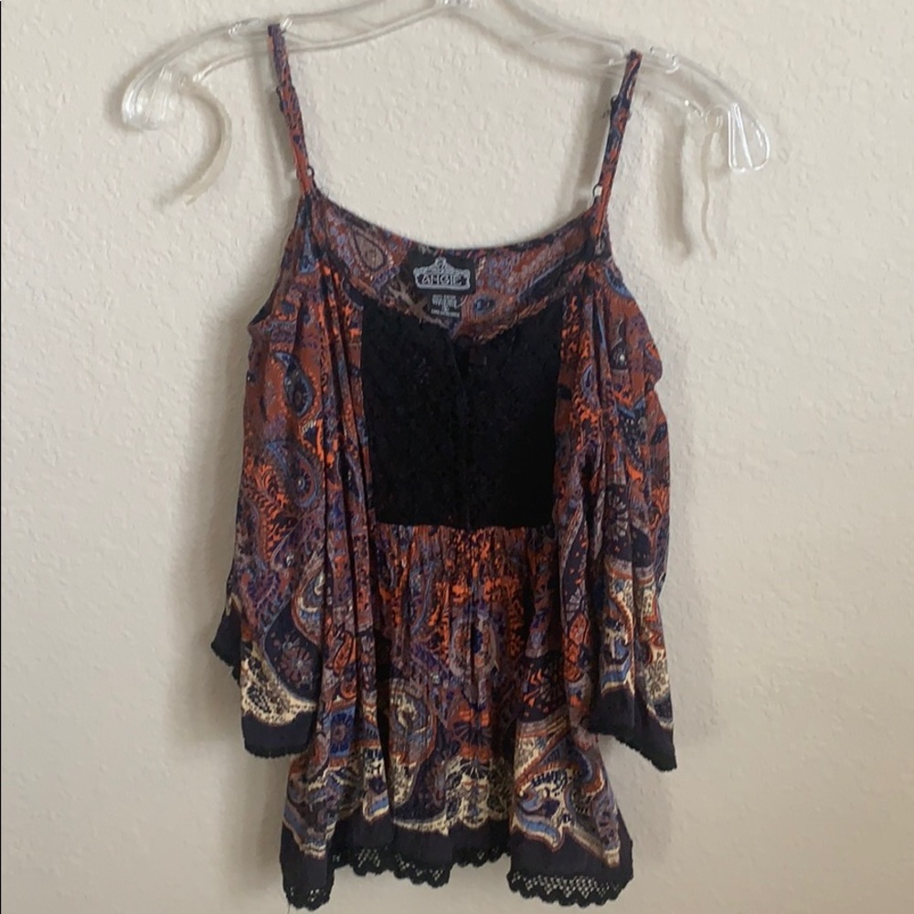 off the shoulder patterned blouse